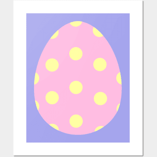 Easter egg pink with yellow dots Posters and Art